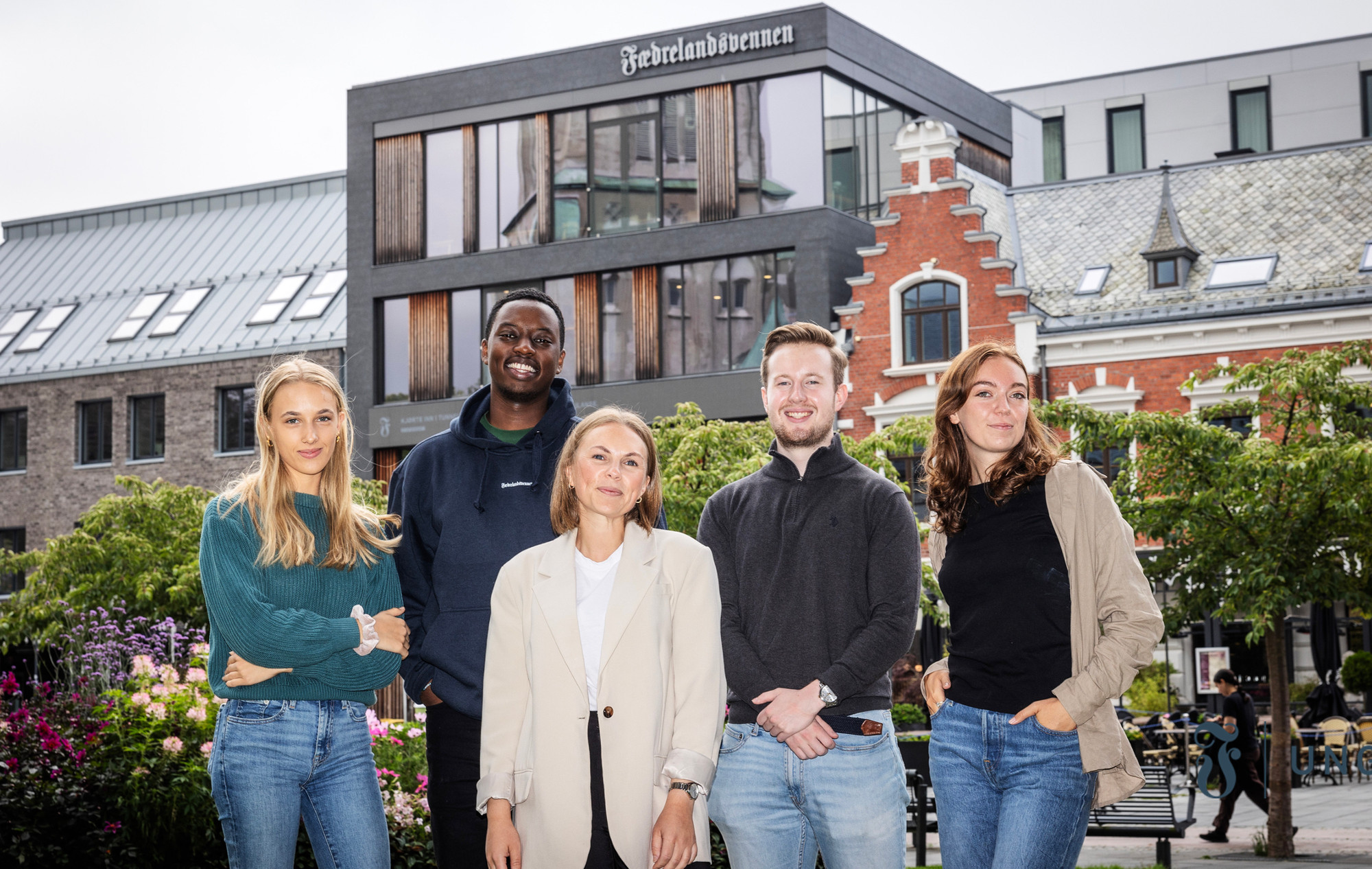 Martine Hultin Holte, Joel Nziza, Christina Østtveit, Erik Krogseth Heimdal og Selma Sofie Eikeland i Fædrelandsvennen